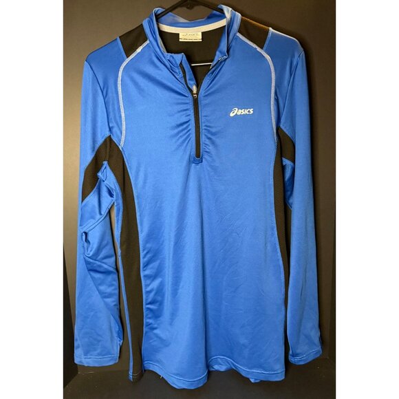 Asics Blue 1/4 Zip Pullover Athletic Light Jacket Mens M Performance - Picture 1 of 6